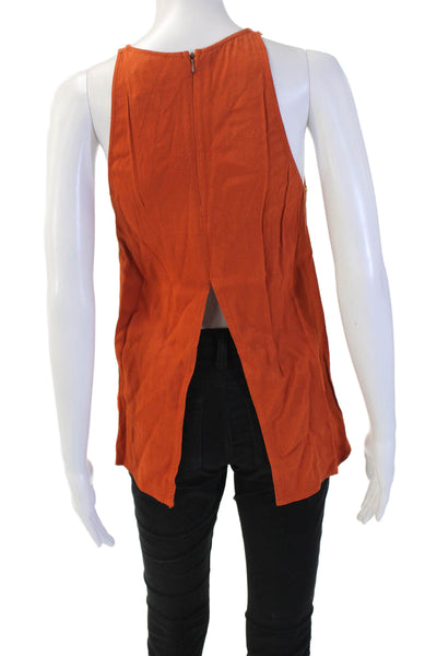 Topshop Women Sleeveless High Neck Viscose Tank Orange Zip Size 2