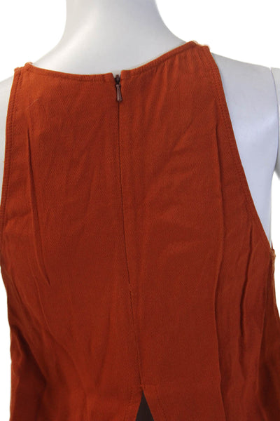 Topshop Women Sleeveless High Neck Viscose Tank Orange Zip Size 2