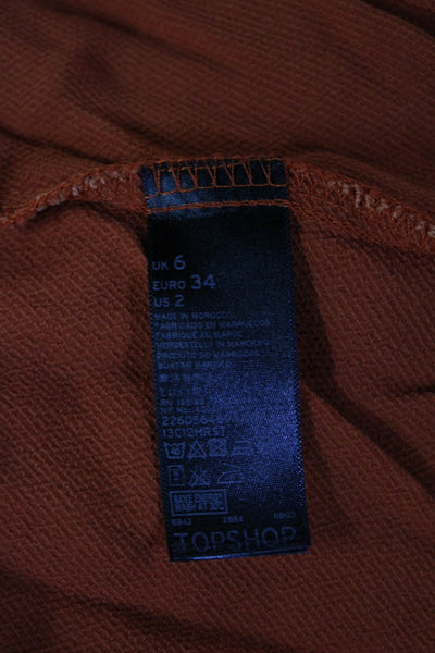 Topshop Women Sleeveless High Neck Viscose Tank Orange Zip Size 2