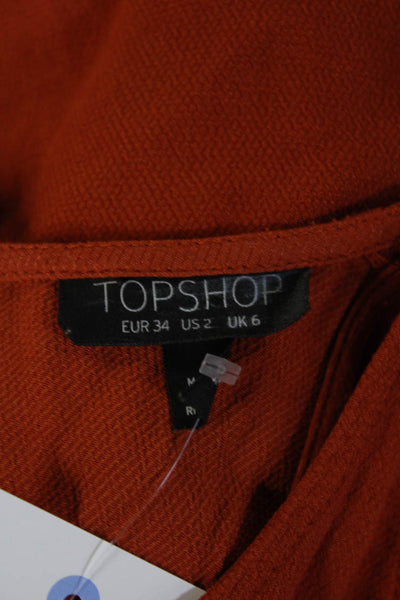 Topshop Women Sleeveless High Neck Viscose Tank Orange Zip Size 2