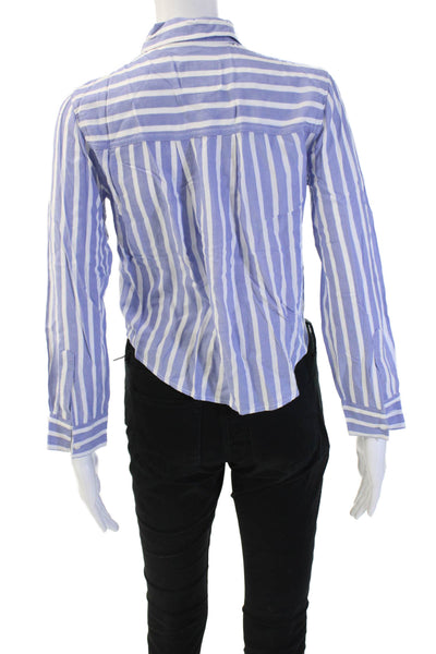 Rails Womens Petite Rayon Striped Collared Button-Up Long Sleeve Blue Size XS