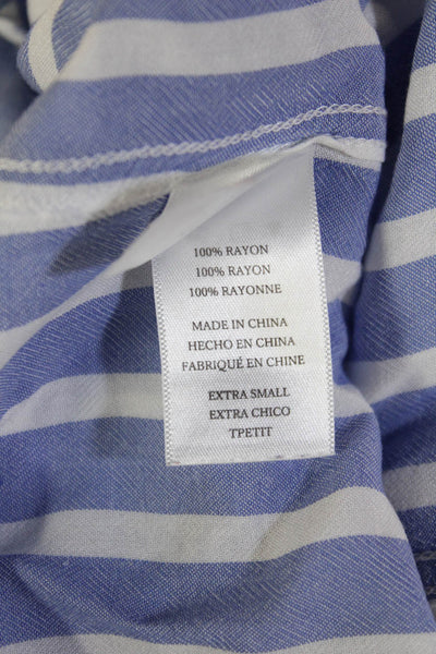 Rails Womens Petite Rayon Striped Collared Button-Up Long Sleeve Blue Size XS