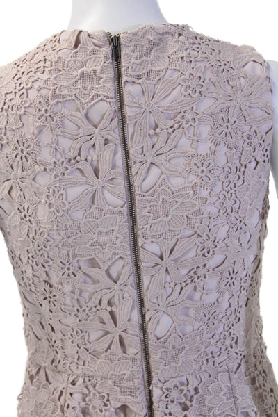 Parker Women Beige Floral Sheath Mini Dress Sleeveless Zip Size 0