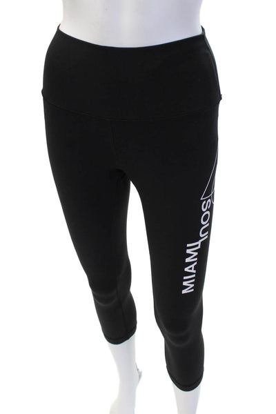 Lululemon Womens Cropped Capri Leggings Black Graphic Print Size 6