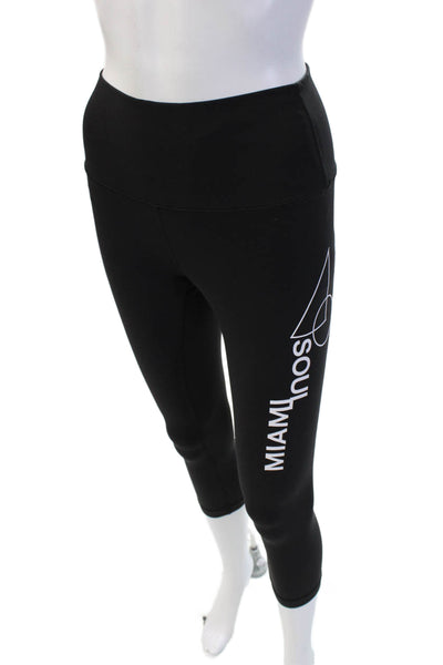 Lululemon Womens Cropped Capri Leggings Black Graphic Print Size 6