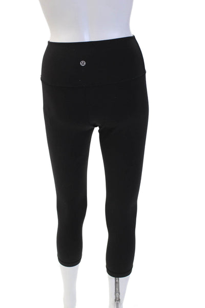 Lululemon Womens Cropped Capri Leggings Black Graphic Print Size 6