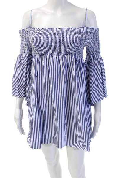 Zara Woman Womens Striped Blue Shirt Dress Cotton Size XS