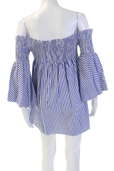 Zara Woman Womens Striped Blue Shirt Dress Cotton Size XS