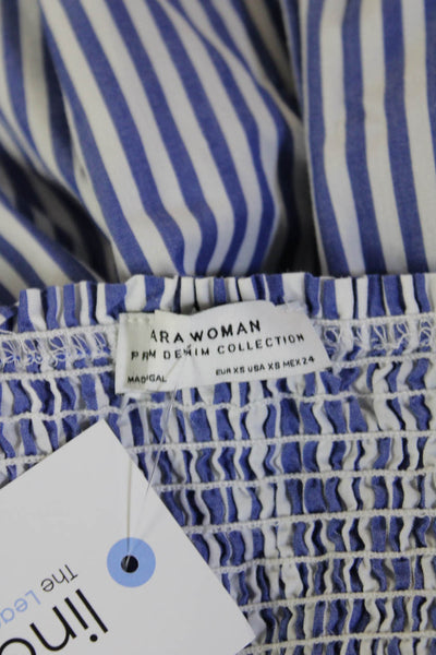 Zara Woman Womens Striped Blue Shirt Dress Cotton Size XS