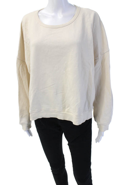Revel New York Women Pullover Sweatshirts Beige Cotton Long Sleeve Size S