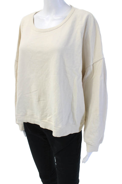 Revel New York Women Pullover Sweatshirts Beige Cotton Long Sleeve Size S