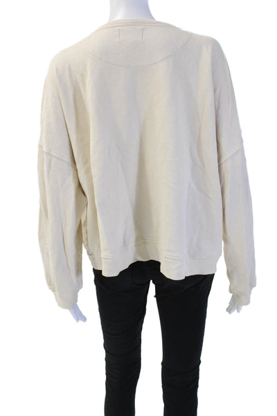 Revel New York Women Pullover Sweatshirts Beige Cotton Long Sleeve Size S