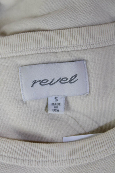 Revel New York Women Pullover Sweatshirts Beige Cotton Long Sleeve Size S