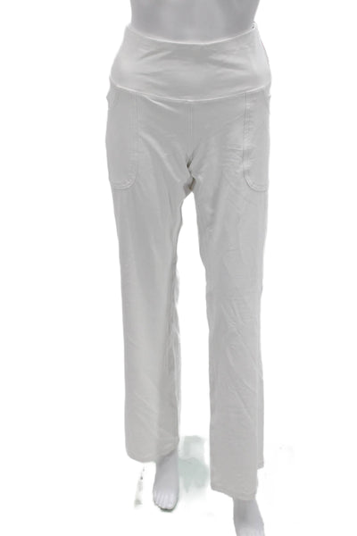 JoFit Women Maternity White Pants Zip Poly Spandex Inseam 33 Size L