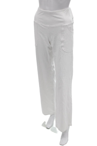 JoFit Women Maternity White Pants Zip Poly Spandex Inseam 33 Size L