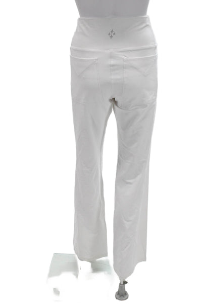 JoFit Women Maternity White Pants Zip Poly Spandex Inseam 33 Size L