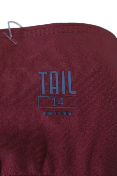 Tail Womens Dress Pants Red Stretch Polyester Inseam 30 Size 14 Tall
