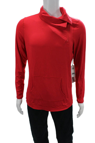 JoFit Unisex Pullover Sweatshirt Red Mock Neck Zip Long Sleeve Size L