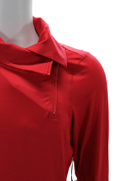 JoFit Unisex Pullover Sweatshirt Red Mock Neck Zip Long Sleeve Size L