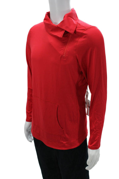 JoFit Unisex Pullover Sweatshirt Red Mock Neck Zip Long Sleeve Size L