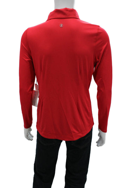 JoFit Unisex Pullover Sweatshirt Red Mock Neck Zip Long Sleeve Size L