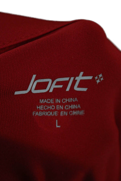 JoFit Unisex Pullover Sweatshirt Red Mock Neck Zip Long Sleeve Size L