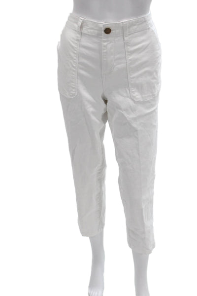 1822 Denim Women White High Rise Cropped Ankle Pants 98% Cotton Size 8