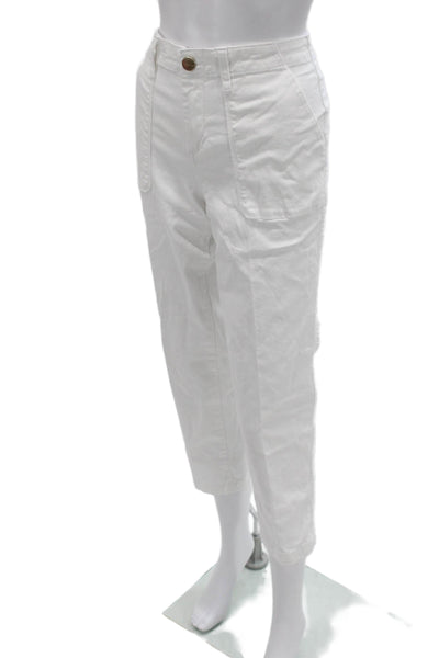 1822 Denim Women White High Rise Cropped Ankle Pants 98% Cotton Size 8