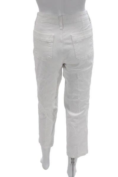 1822 Denim Women White High Rise Cropped Ankle Pants 98% Cotton Size 8