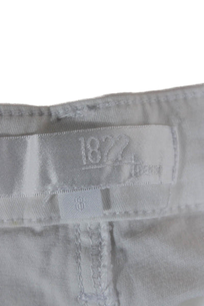 1822 Denim Women White High Rise Cropped Ankle Pants 98% Cotton Size 8