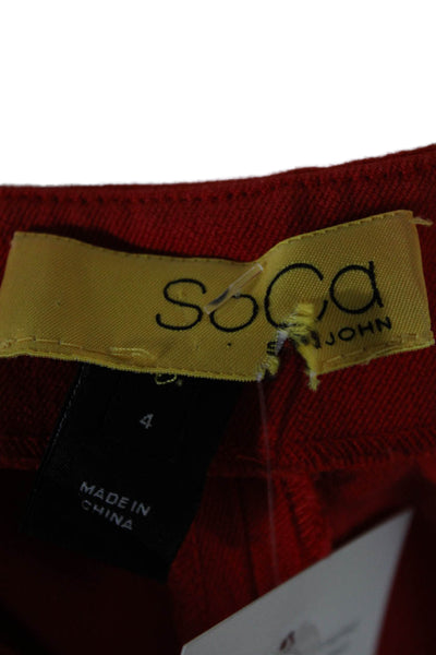 SoCa St. John Women Cropped Dress Pants Red Zip Size 8