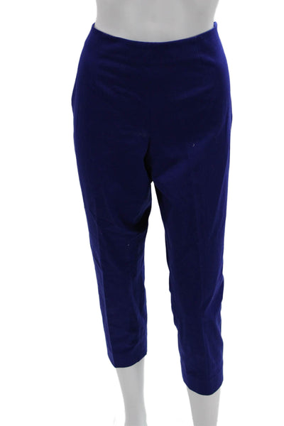 Elie Tahari Women Ankle Cropped Pants Blue Zip Cotton Blend Size 6 Petite
