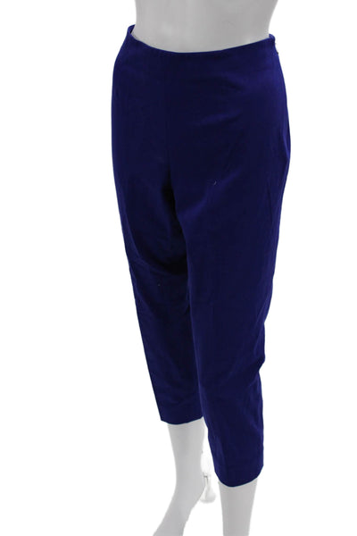 Elie Tahari Women Ankle Cropped Pants Blue Zip Cotton Blend Size 6 Petite
