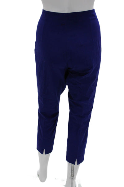 Elie Tahari Women Ankle Cropped Pants Blue Zip Cotton Blend Size 6 Petite