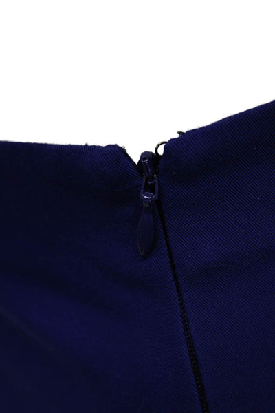 Elie Tahari Women Ankle Cropped Pants Blue Zip Cotton Blend Size 6 Petite