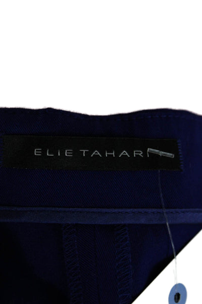 Elie Tahari Women Ankle Cropped Pants Blue Zip Cotton Blend Size 6 Petite