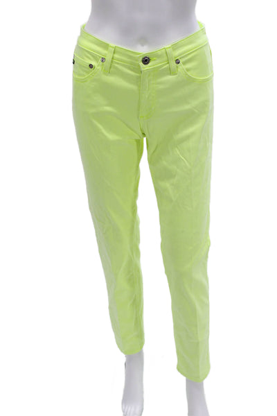 AG Adriano Goldschmied Womens High Rise Ankle Pants Yellow 80% Cotton Size 29