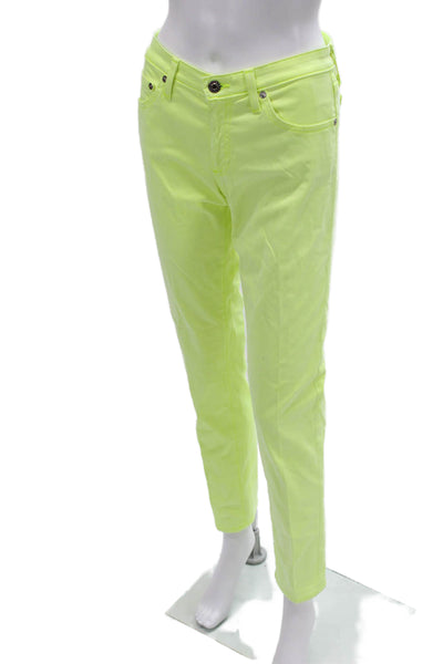 AG Adriano Goldschmied Womens High Rise Ankle Pants Yellow 80% Cotton Size 29