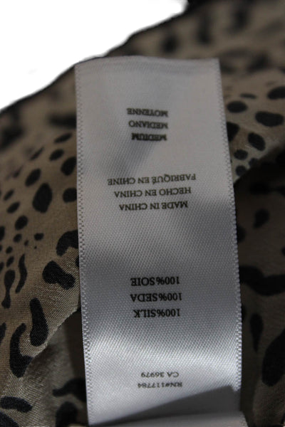 Rails Women Silk Leopard Button-Up Collared Long Sleeve Beige Top Size M