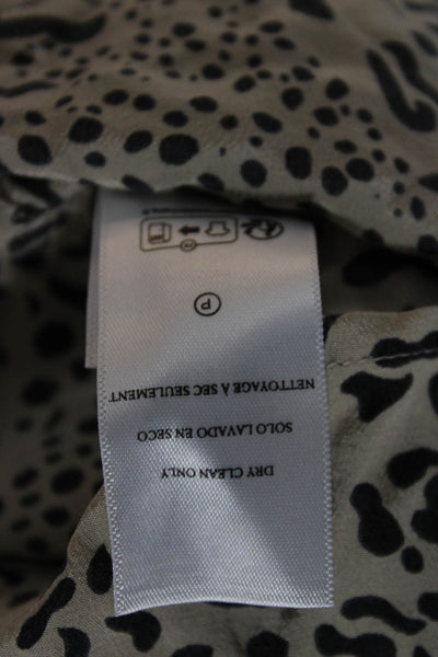 Rails Women Silk Leopard Button-Up Collared Long Sleeve Beige Top Size M