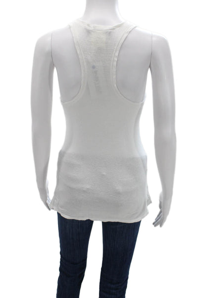 BCBGMAXAZRIA Womens Basic White Sleeveless Tank Top Round Neck Size M