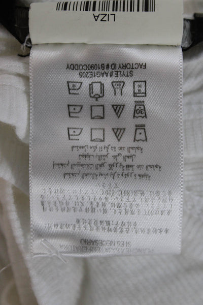 BCBGMAXAZRIA Womens Basic White Sleeveless Tank Top Round Neck Size M