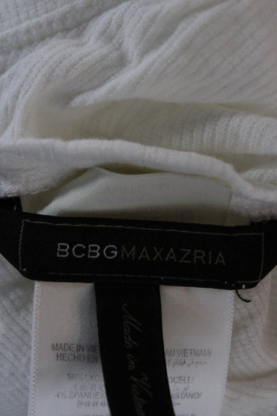 BCBGMAXAZRIA Womens Basic White Sleeveless Tank Top Round Neck Size M