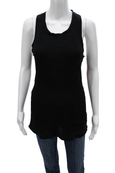 Standard James Perse Women Black Silk Sleeveless Basic Tank Round Neck Size 4