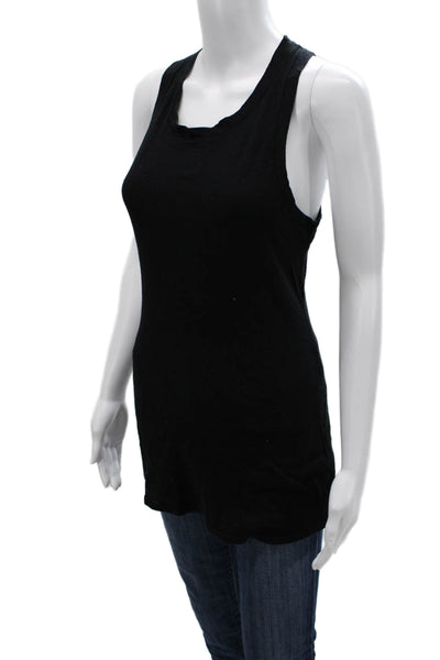 Standard James Perse Women Black Silk Sleeveless Basic Tank Round Neck Size 4