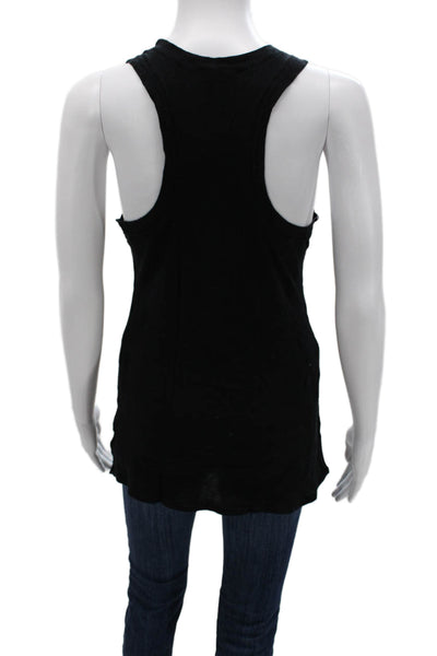 Standard James Perse Women Black Silk Sleeveless Basic Tank Round Neck Size 4