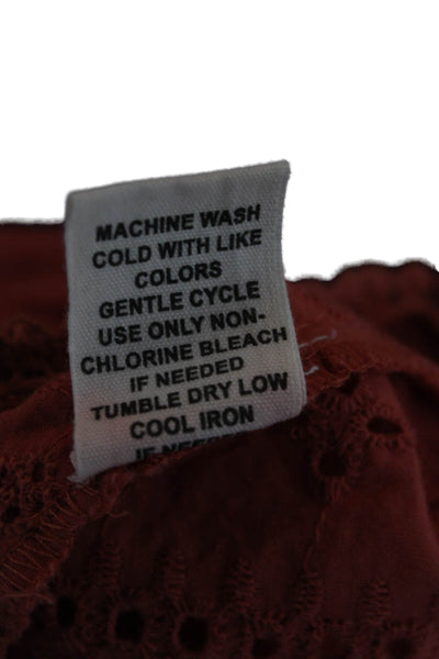 Joie Women Bohemian Orange 100% Cotton V-Neck Sleeveless Blouse Size XS