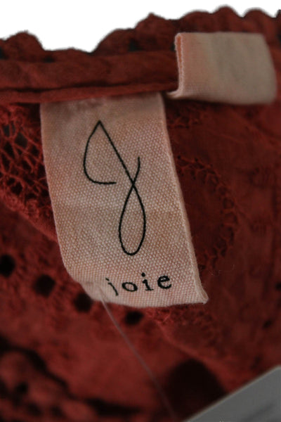 Joie Women Bohemian Orange 100% Cotton V-Neck Sleeveless Blouse Size XS