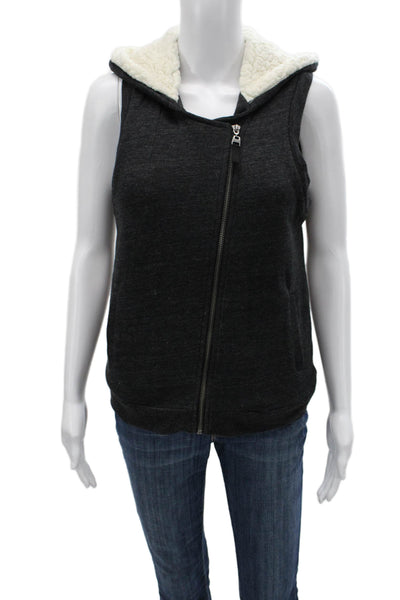 Splendid Women Sleeveless Dark Gray Zip Front Vest Solid Size S