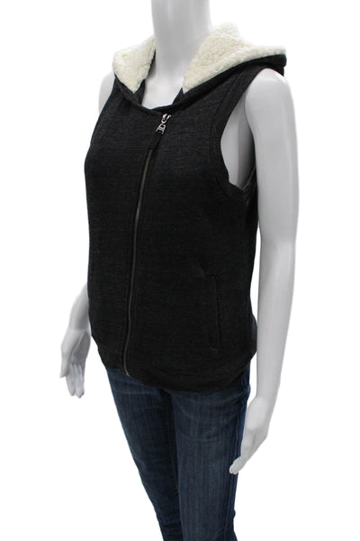Splendid Women Sleeveless Dark Gray Zip Front Vest Solid Size S